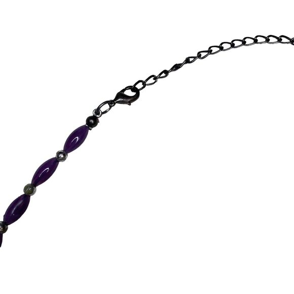 Unbranded Purple Amethyst Smooth Rock Jewelry Set Necklace Bracelet Earrings - Picture 6 of 8